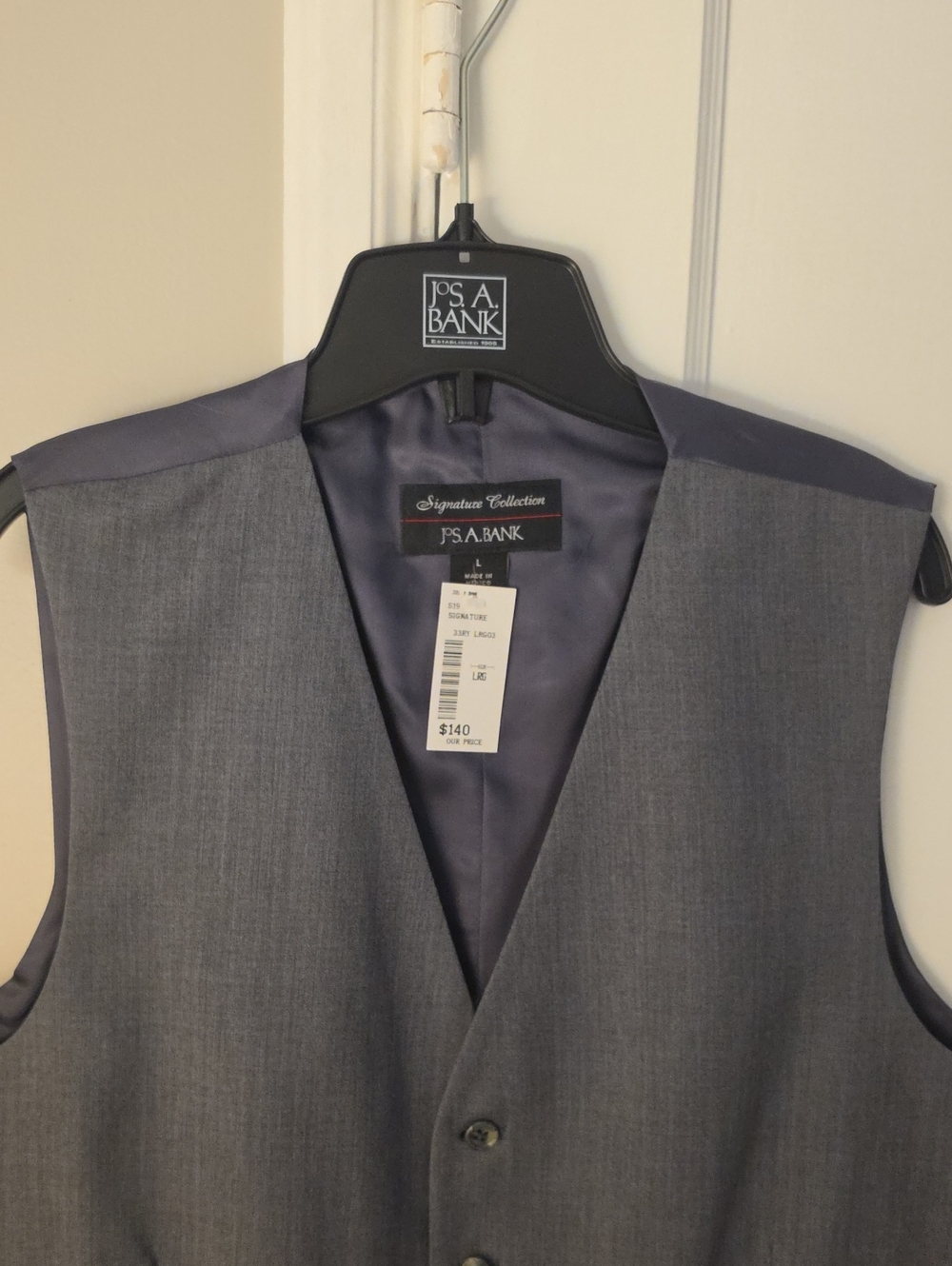 Jos. A. Bank Men's Gray Dress Vest with Navy Lining